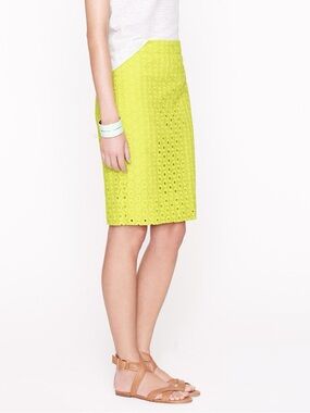 J. Crew No. 2 pencil skirt fluorescent kiwi green Eyelet pencil Skirt
